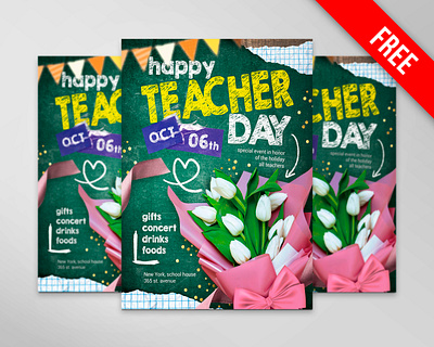 Free Teacher Day Flyer PSD Template club flyer design flyer design free free flyer free psd freebie party flyer psd teacher day