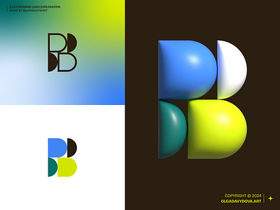 B Lettermark Logo Exploration 3d brand identity branding geometry gradient logo logomark minimal strategy
