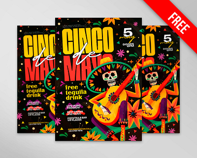 Free Cinco de Mayo Flyer PSD Template carnival design carnival flyer cinco de mayo club flyer design flyer design free free psd free template freebie party flyer psd template