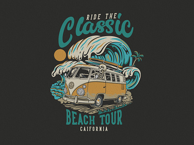 RIDE THE CLASSIC apparel appareldesign beach car cartonvitage cartoon classiccar customdesign customillustration handdrwn illustration retro skeleton tshirt tshirtdesign vector vintage vintageartwork vintagedrawing vintageillustration