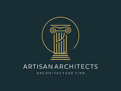 ArtisanArchitects 3d animation app architect architecture branding building design golden ratio graphic design illustration logo pillar pole ui vector