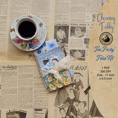 'Tea Party' Folio Kit graphic design junk journal kit scrapbooking