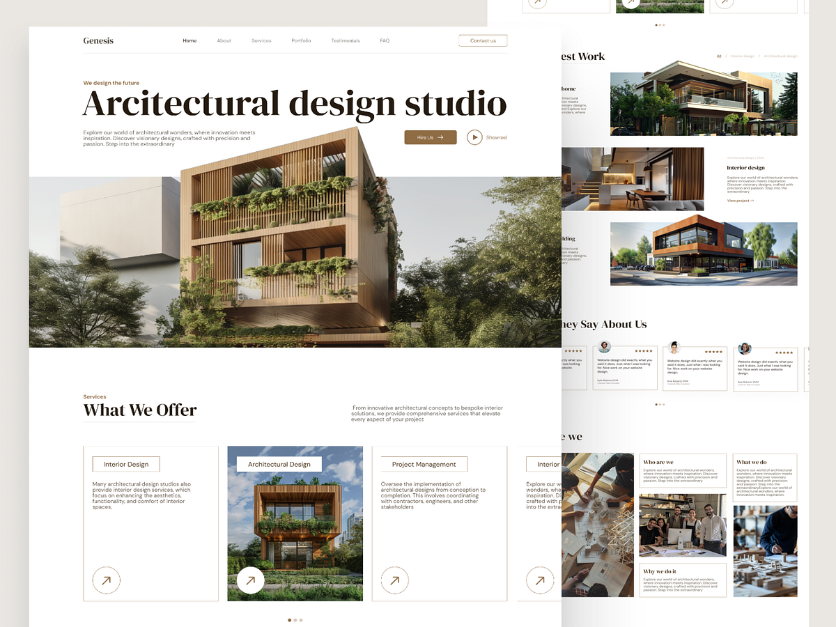 Architectural design studio landing page by Mariia Drobina on Dribbble