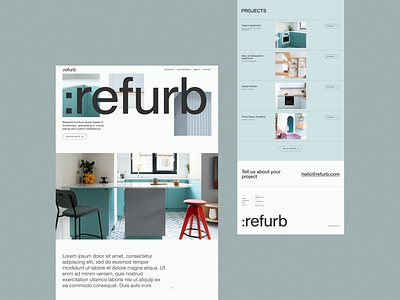 Concept for furniture / architecture / interior design studio branding design hero web design website