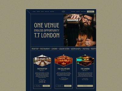 Concept hero for cocktail bar / restaurant / rooftop bar branding design hero web design website