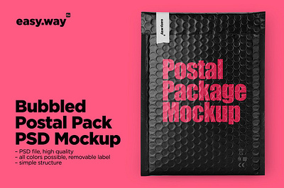 Bubbled Postal Package PSD Mockup add your design bag bubble bubbled bubblewrap custom deliver easy to edit graphic package mockup packaging mockup post sans serif font shipping template sticker top view wrapping paper