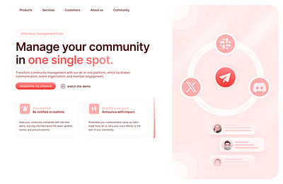 Hero section - community app branding graphic design ui