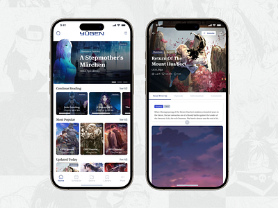 Digital Comics and Light Novels App anime comic reader comics digital comics interactiondesign light novels manga manga reader manhwa mobile mobile app mobile app design mobile ui read reading app ui ui design userinterface visual design webtoon