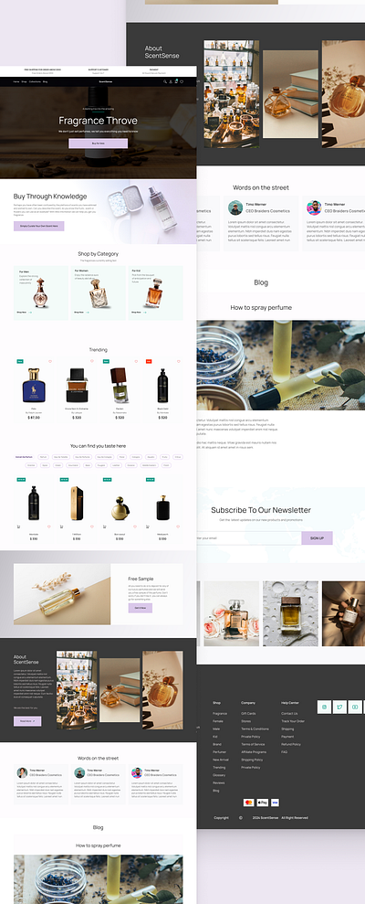 Fragrance Website freelance graphic design illustration ui ux