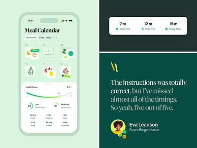 Vitafly | Meal Calendar branding calendar green healthcare il illustration mobile planner quote ui ux voit team