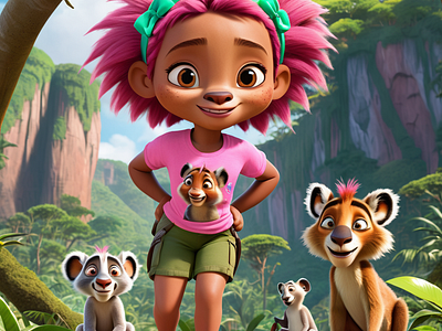Kids Jungle Story Book AI Images ai images animated images graphic desings kids cartoon motion graphics story book story book cartoon