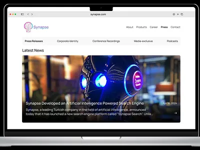 Synapse Press Page Design ai artificial intelligence branding daily ui challenge dailyui design designthinking graphic design portfolio ui ui 051 uidesign uiux uix101 userexperience userinterface ux ux design