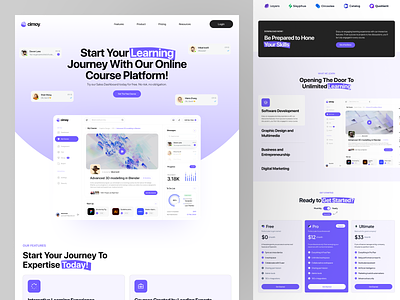 Online Course Landing Page app bright chart clean design fireart gradient landing minimal modern ui ux website