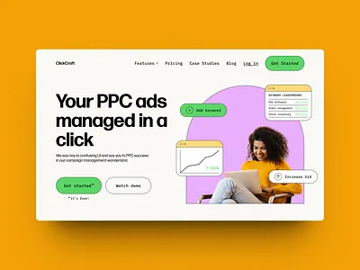 Hero concept for marketing tech tool design hero web design website