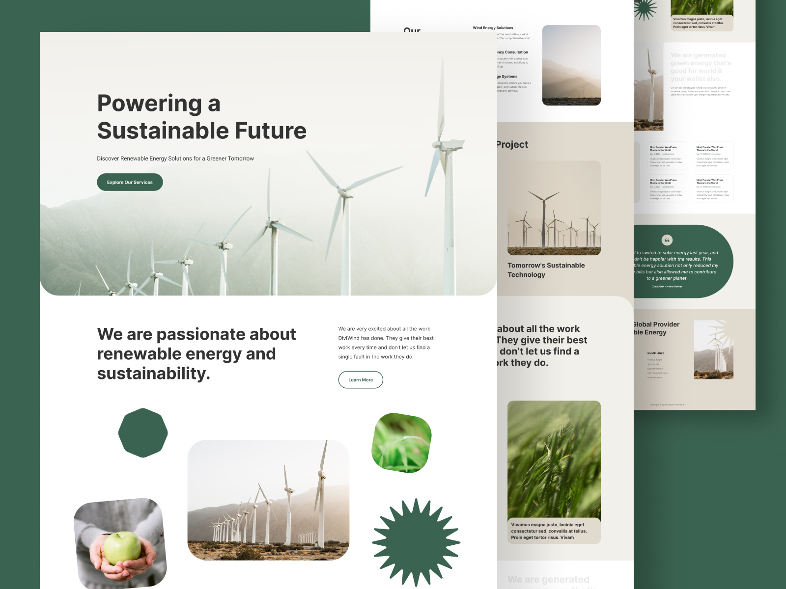 Sustainable Energy Landing Page UI Design branding design divi energy environment environmental green energy illustration landing page power renewable energy solar energy sustainable energy ui ux web web design website