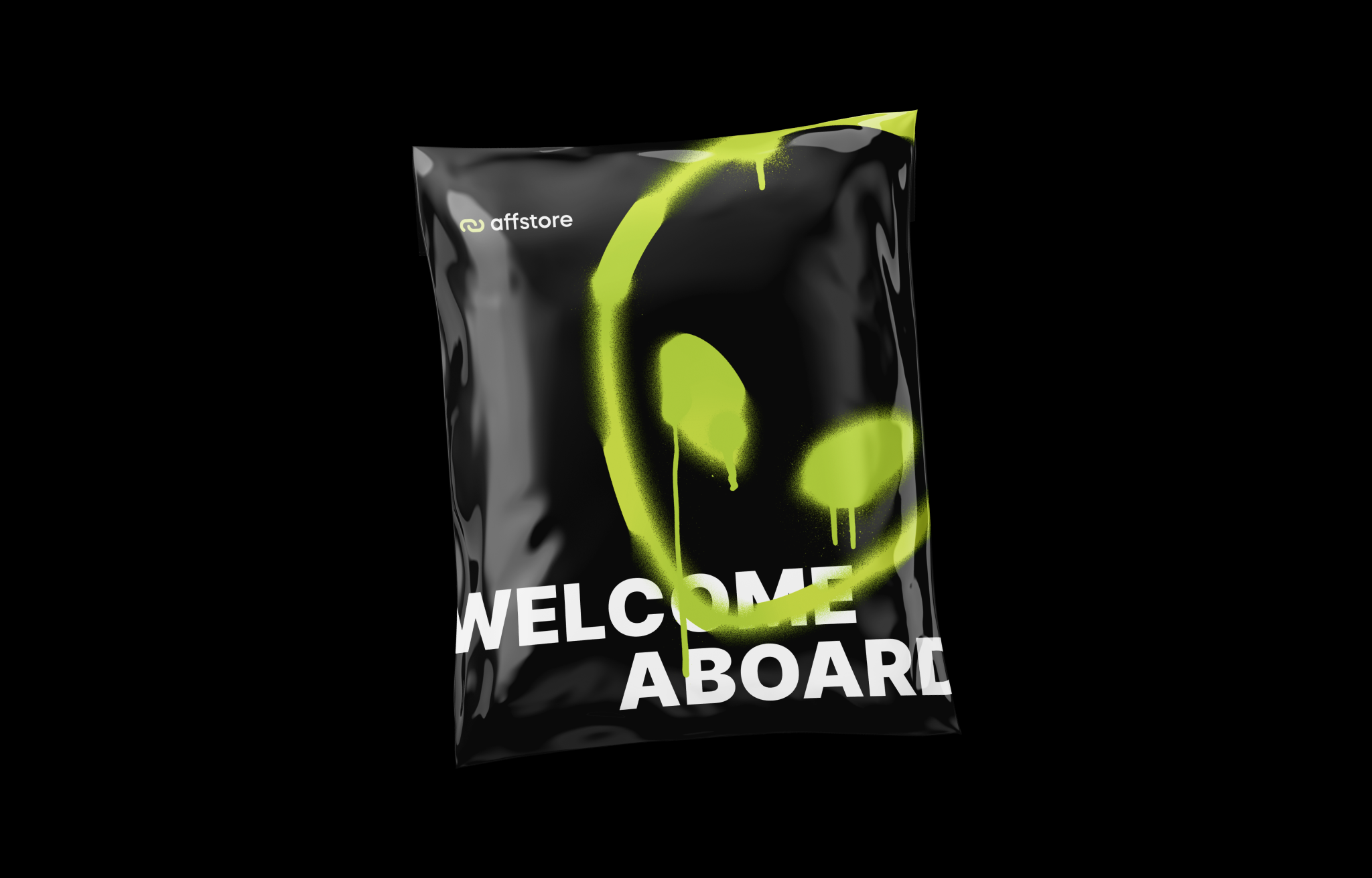 Plastic Packaging UFO bag graffiti graphic design merch merchandise neon package packaging design plastic plastic bag ufo welcome