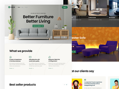 Interior Modern Furniture Landing Page Design app designe branding dashboard designe figma figma design furniture design illustration interactive designe interior design product designe ui ux design web web designe