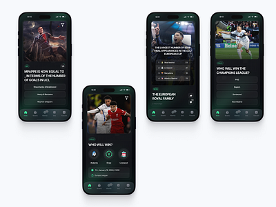 ⚽️ Football news feed app application bet euro2024 football mobile app soccer ui ux