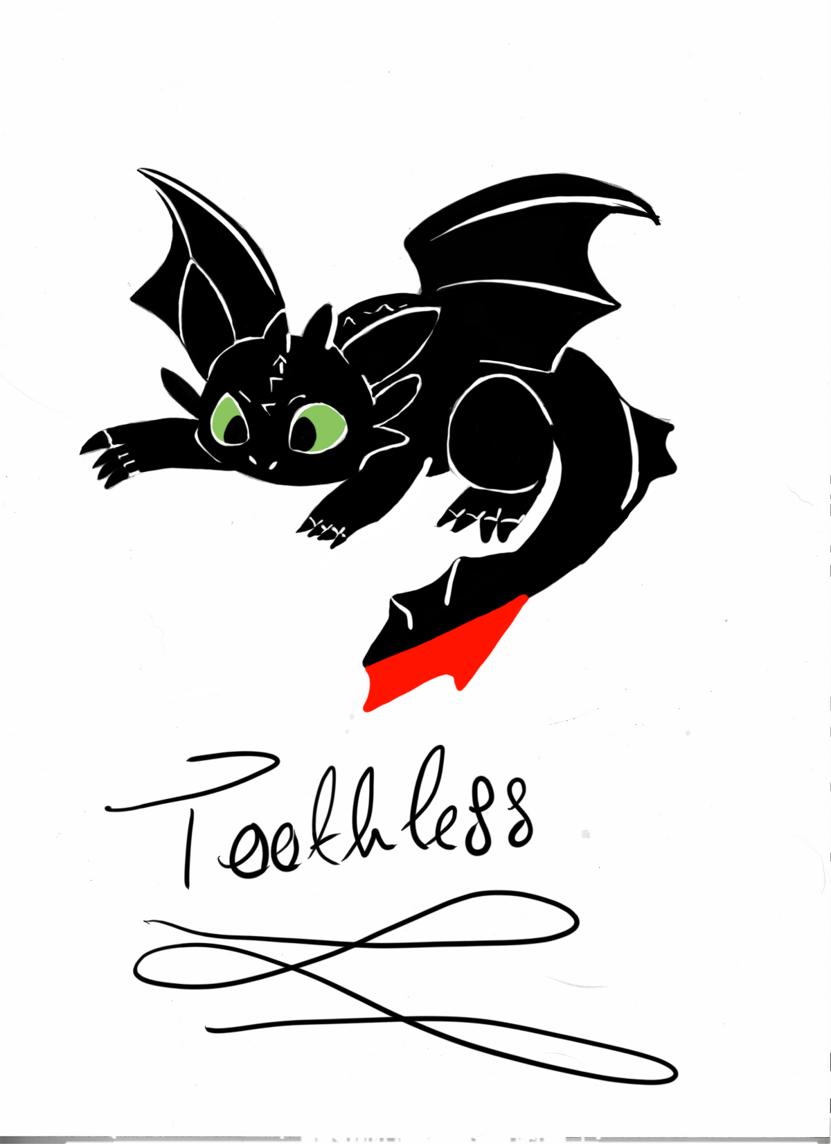 Toothless childrens film digital art how to train your dragon illustration
