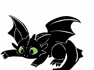 Toothless childrens film digital art how to train your dragon illustration