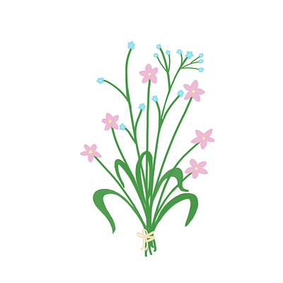 Blue and pink digital art flowers illustration