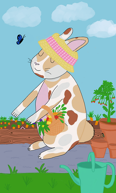 Hello Spring animals bunny childrens illustration digital art illustration