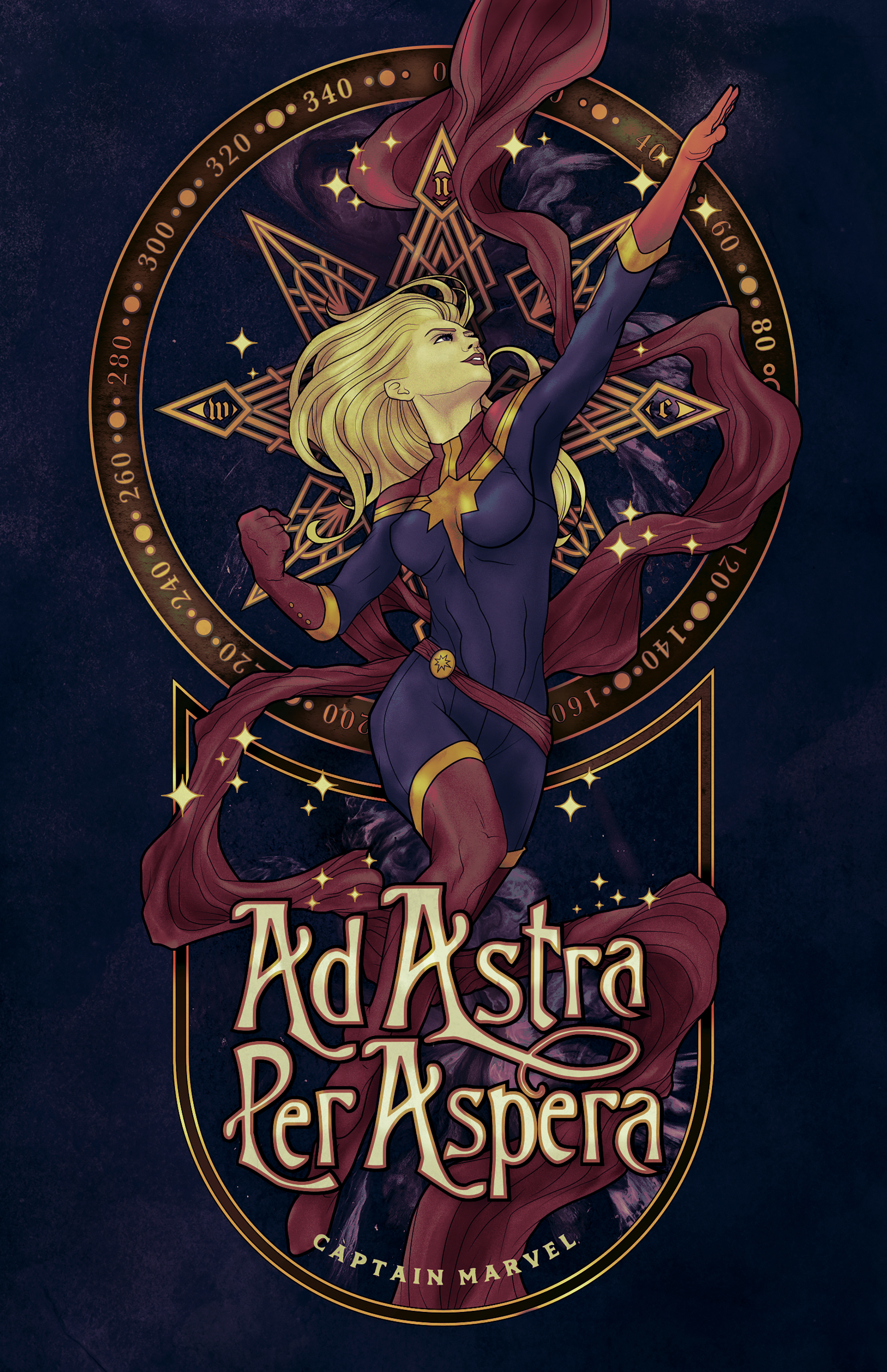 Cosmic Superhero in Art Nouveau art history art nouveau avengers captain marvel digital art digital illustration graphic design marvel superhero superheroes vector art