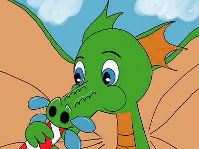 A thirsty dragon childrens illustration digital arts dragon illustration