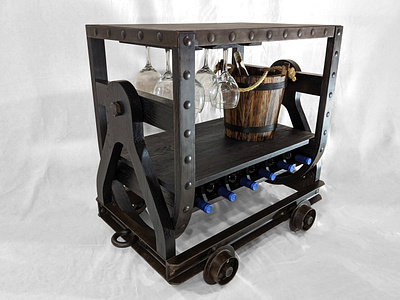 Miners Bar Cart and Wine Rack custom furniture custom furniture design furniture design furniture fabrication industrial design