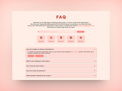 Daily UI : FAQ categories daily ui design faq figma graphic design red ui ux web