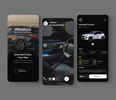 WheelsUp - Mobile Car Rental App application design car app car rental car rentals design interface mobileapp product design ui ui design uiux uiux design ux ux design