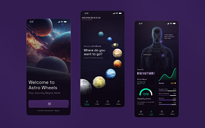 Interplanetary Travel App 3d animation app casestudy creative design future futuretravel interplanetaryjourneys minimal travel app typography ui ux