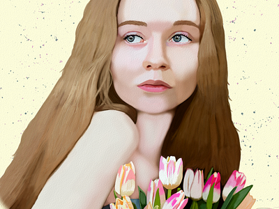 Model with Flowers Portrait Art art arte design dibujo digitalart drawing fanart flowers illustration model ozgaleano portrait retrato ui