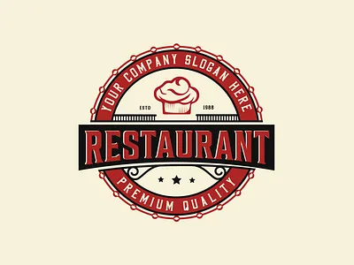 Restaurant vintage style logo design badge branding chef design element graphic design hipster illustration logo restaurant vector vintage