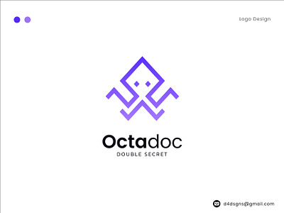 Octadoc Tech logo | Lineart Octopus logo d4dsgns brand identity branding business logo d4dsgns design graphic design logo logo design logotype octadoc tech octopus logo vector