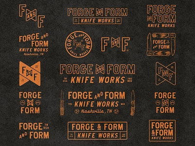 Forge & Form - Knife Works branding custom type design graphic design illustrator knife knife branding knife company knife logo logo logotype outdoors outdoors company retro branding retro logo type design typography vintage vintage branding vintage logo