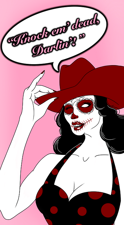 Dead Cowgirl Pinup character design cowgirl illustration pinup procreate skull sugar skull western