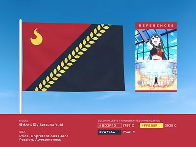 Love Live - Setsuna Yuki Flag Design branding concept dark blue design fire flag graphic design icon logo love live red vector vexilology