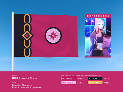 Love Live - Lanzhu Zhong Flag Design branding chinese concept design flag graphic design icon logo love live pink star vector vexilology