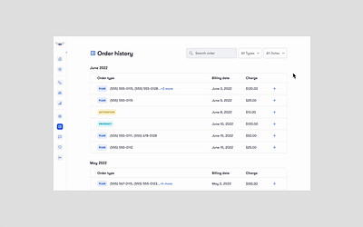 Order History & Invoice Details category dailyui dashboard filters form invoice invoice details order history table ui uidesign uiux