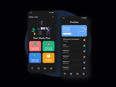 Online Study App UI Design app design app design ui app ui app ui design branding dark theme design fig figma illustration ios design mobile design ui uiux