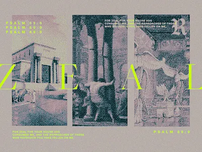 Z E A L | Revival Merch background bitmap blackletter blur branding christian church design grain graphic design jesus merch ministry psalm revival samson shirt temple texture zeal