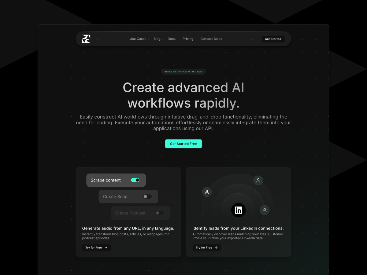 Dark Mode Hero Section for an AI platform by Natalia Cardona on Dribbble