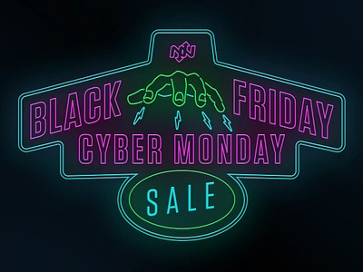 2016 Black Friday Campaign Lock Up and Art Theme black friday branding crystal ball cyber monday fortune teller graphic design hands illustration line art logo neon sale