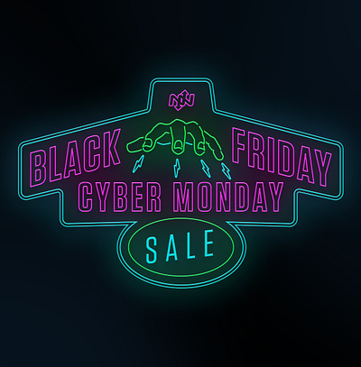 2016 Black Friday Campaign Lock Up and Art Theme black friday branding crystal ball cyber monday fortune teller graphic design hands illustration line art logo neon sale
