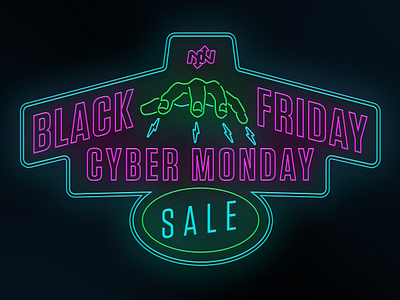 2016 Black Friday Campaign Lock Up and Art Theme black friday branding crystal ball cyber monday fortune teller graphic design hands illustration line art logo neon sale