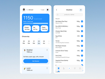 Calorie counting app app calories counter health home page mobile app ui uxui