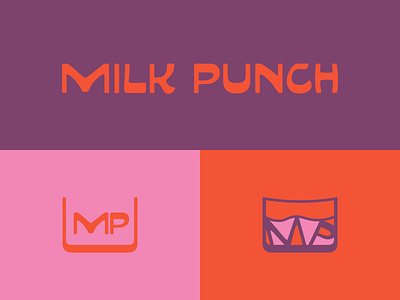 Milk Punch brand branding design glass graphic design illustration logo milk orange pink punch purple supper club texture type vector
