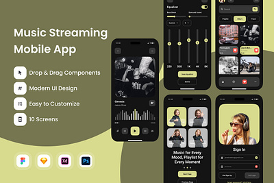 Astro Sound - Music Streaming Mobile App appdesign design layout listening media menu mobile music musicapp player song sound streaming ui ux