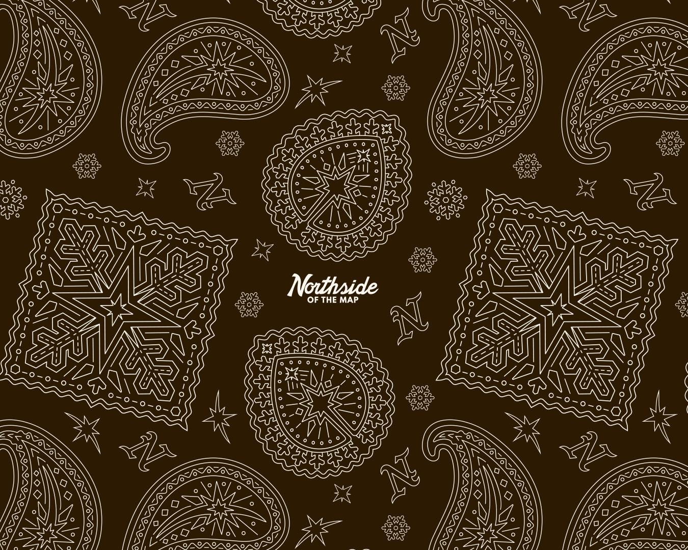 Northside of the Map Paisley Pattern cloth design durag headband logo mask paisley pattern scarf shooting star snowflake stars vector winter
